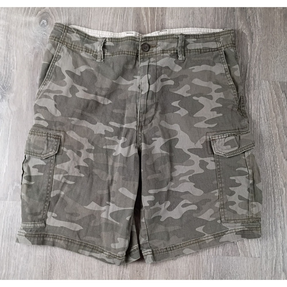 George Men's Green Camo 32 Cargo Shorts Casual Hiking Hunting Utility